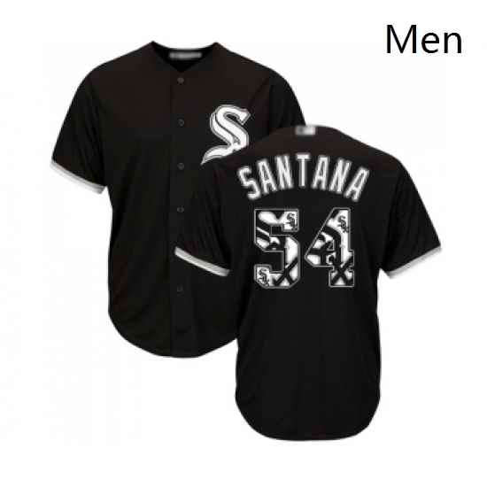 Mens Chicago White Sox 54 Ervin Santana Authentic Black Team Logo Fashion Cool Base Baseball Jersey